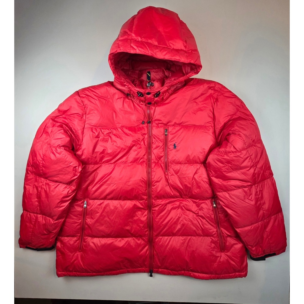 Polo Ralph Lauren Performance Down Red Puffer Jacket Hooded Mens 4XLT Big & Tall